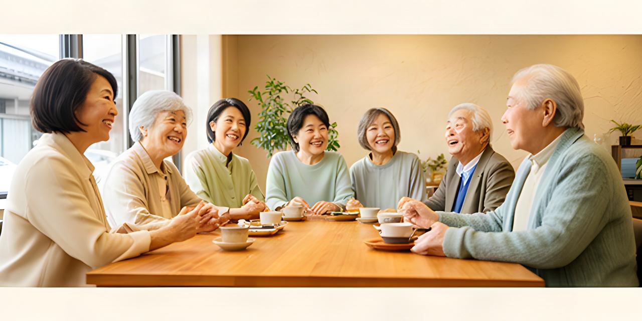 葛城の地域交流スペースで会話を楽しむ会員たちと木製テーブルの様子